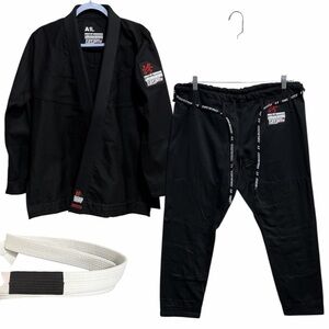 Tatami Fightwear BJJ Gi A1L Black Brazilian Jiu Jitsu Uniform + White Belt NWOT